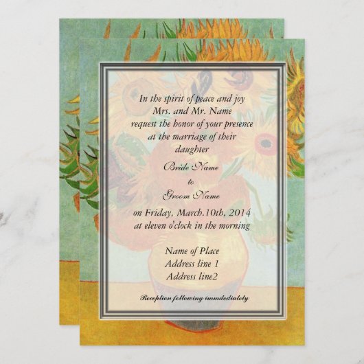 Einladung der Eltern von Braut, van Gogh Sonnenblu (Vorne/Hinten)