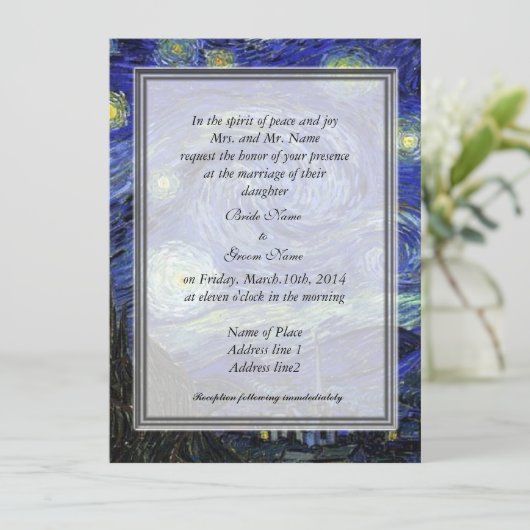 Einladung der Eltern von Bride, Starry Night (Stehend Vorderseite)