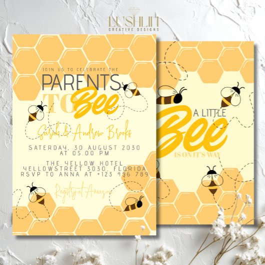 Einladung der Eltern zur Honey Comb Bee Baby Duwer