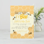 Einladung der Eltern zur Honey Comb Bee Baby Duwer (Stehend Vorderseite)