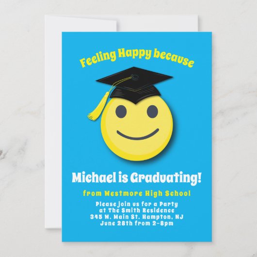 Einladung der Emoticon Happy Niedlich Graduation P (Vorderseite)