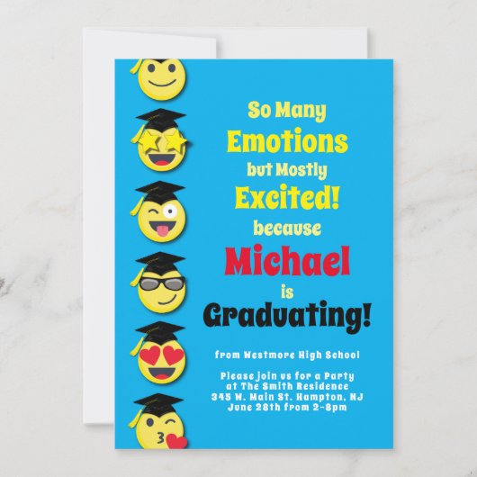 Einladung der Emoticon Happy Niedlich Graduation P (Vorderseite)