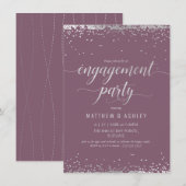 Einladung der Engagement-Partei, elegantes Silber, (Vorne/Hinten)