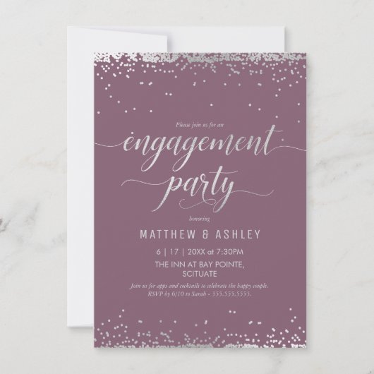 Einladung der Engagement-Partei, elegantes Silber, (Vorderseite)