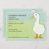 Einladung der Ente Cool Geburtstagspartei (Vorne/Hinten)