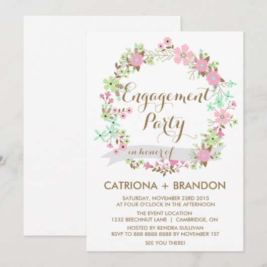 Einladung der farbenfrohen Blumenfreunde (Vorne/Hinten)