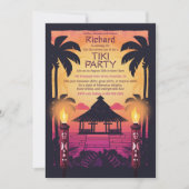 Einladung der farbenfrohen Tiki Hawaiian Geburtsta (Vorderseite)