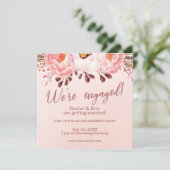 Einladung der floralen Engagement-Party in Pale Pi (Stehend Vorderseite)