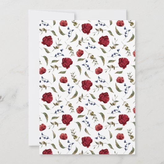 Einladung der floralen Navy Burgund (Rückseite)