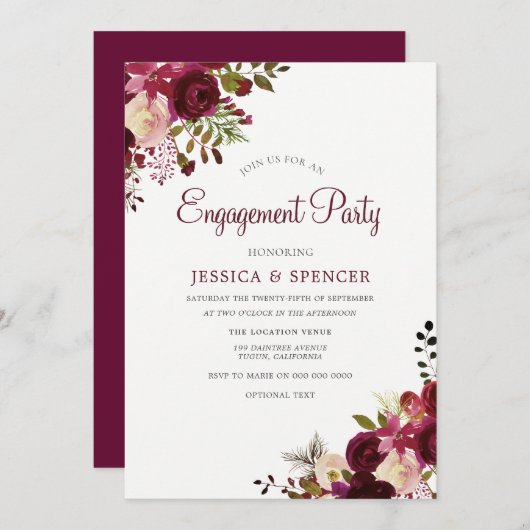 Einladung der floralen Partnerpartei Burgundy Mars (Vorne/Hinten)