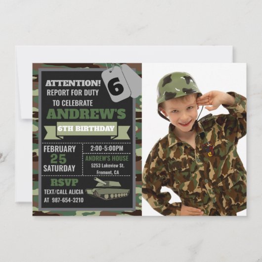 Einladung der Foto Army, Camouflage zum militärisc (Vorderseite)