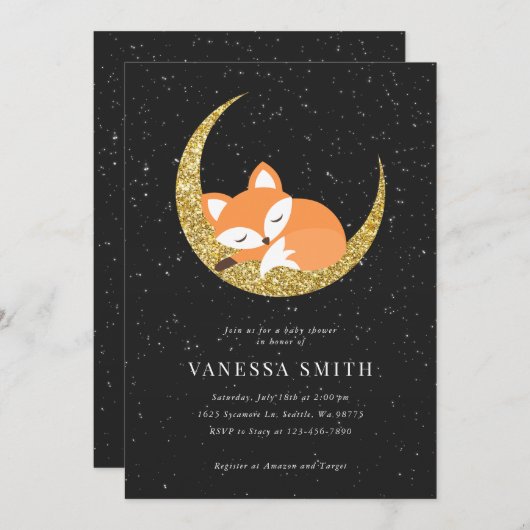 Einladung der Fox Baby Dusche (Vorne/Hinten)