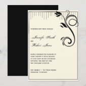 Einladung der französischen Deko Rose Black Cream (Vorne/Hinten)