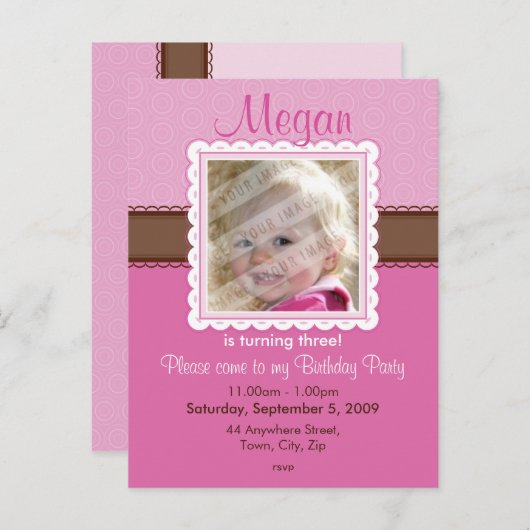 EINLADUNG DER GEBURTSTAGIN: knapp 2 (Vorne/Hinten)