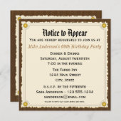 Einladung der Geburtstagspartei (Vorne/Hinten)