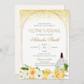 Einladung der Gelben Flora Quinceanera (Vorne/Hinten)