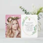 Einladung der geometrischen Foliage Cross Foto (Stehend Vorderseite)