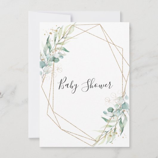 Einladung der geometrischen Foliage Virtual Baby-D (Rückseite)