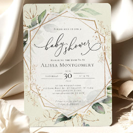 Einladung der geometrischen Gold-Baby-Dusche