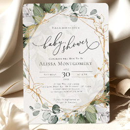 Einladung der geometrischen Green Gold Baby Dusche