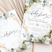 Einladung der geometrischen Green Gold Baby Dusche