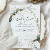 Einladung der geometrischen Green Gold Baby Dusche