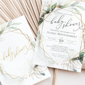 Einladung der geometrischen Green Gold Baby Dusche