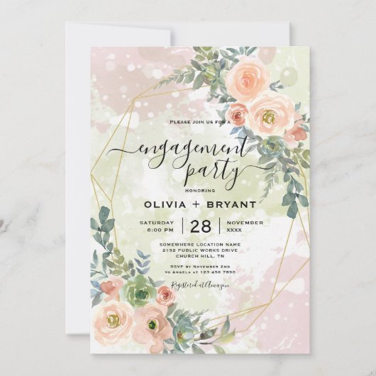 Einladung der geometrischen Rahmen für Peach und G (Vorderseite)