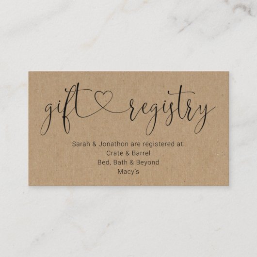 Einladung der Giftregistrierung / Einladung (Vorderseite)