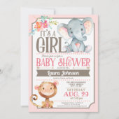 Einladung der Girl Elephant und der Affen-Babydusc (Vorderseite)