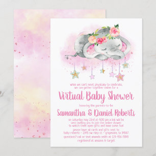 Einladung der Girl Elephant Virtual Baby Dusche
