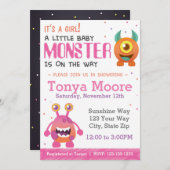 Einladung der Girl Monster Babydusche (Vorne/Hinten)