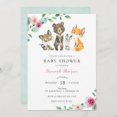 Einladung der Girl Woodland Forest Animal Baby Sho (Vorne/Hinten)