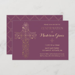 Einladung der Girl's Confirmation mit Gold Cross