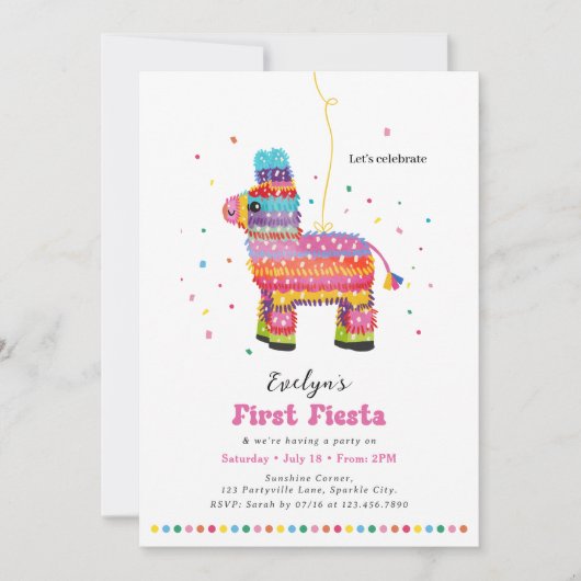 Einladung der Girl's First Fiesta zum Geburtstag P (Vorderseite)