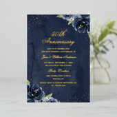 Einladung der GOLD FOIL Navy Gold Floral Jubiläum (Stehend vorne)