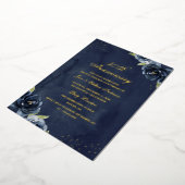 Einladung der GOLD FOIL Navy Gold Floral Jubiläum (Gedreht)