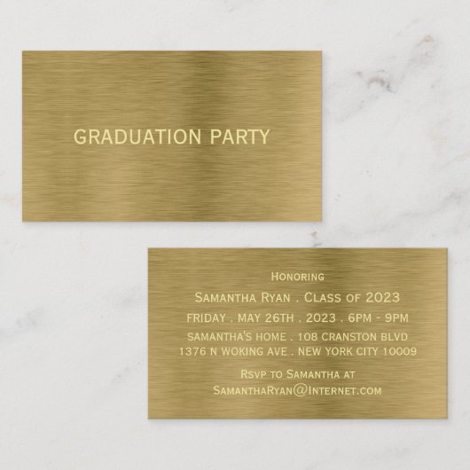 Einladung der Gold Metal Texture Graduation Party  (Vorne/Hinten)