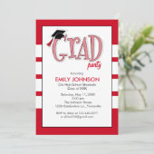 Einladung der Graduationspartei Rot (Stehend Vorderseite)
