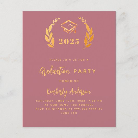 Einladung der Graduierungspartei 2025 zur Goldkran (Vorderseite)