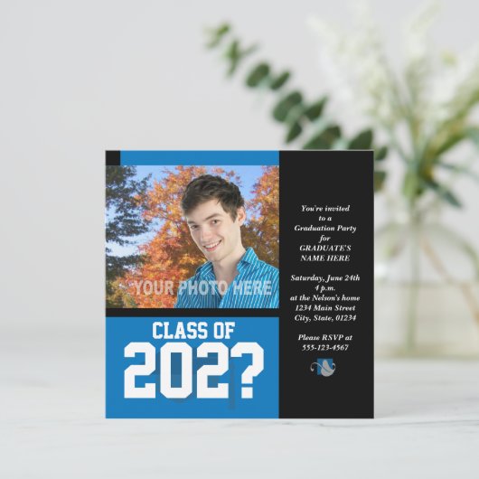 Einladung der Graduierungspartei-Blue-2 (Stehend Vorderseite)