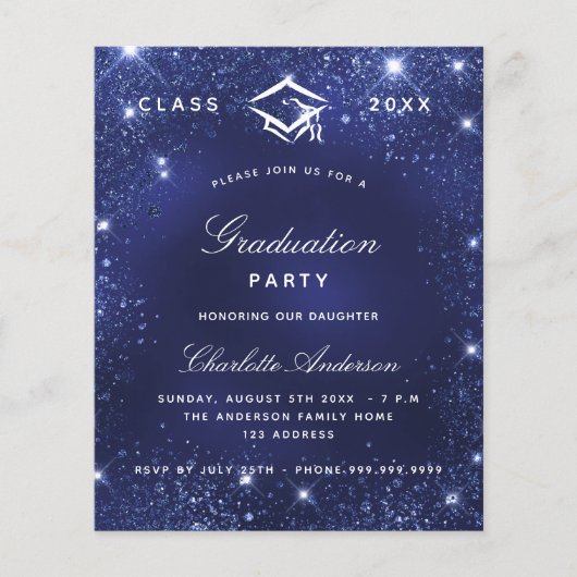 Einladung der Graduierungspartei "blue budget" Flyer (Vorne)