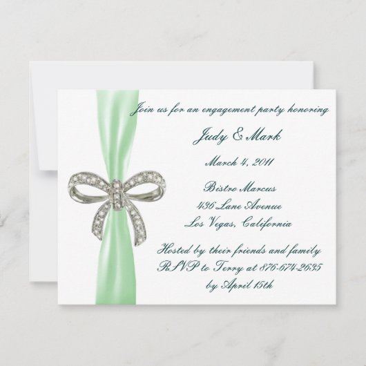 Einladung der Green Diamond Bow Engagement Party (Vorderseite)