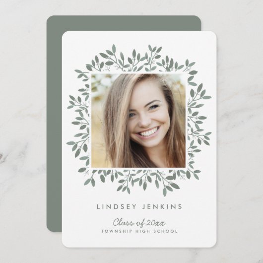 Einladung der Green Leaf Grad Foto Graduation Part (Vorne/Hinten)