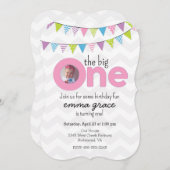 Einladung der großen Mädchen zum ersten Geburtstag (Vorne/Hinten)