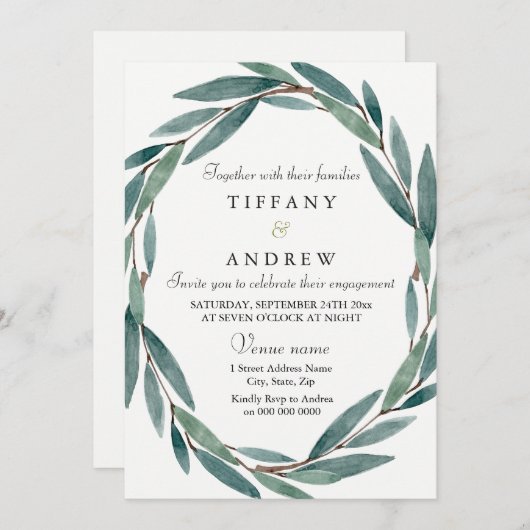 Einladung der grünen Leaf-Wreath-Partei (Vorne/Hinten)