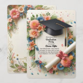 Einladung der Gruppe Soft Floral Frame Graduation (Vorne/Hinten)