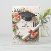 Einladung der Gruppe Soft Floral Frame Graduation (Stehend Vorderseite)