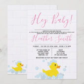 Einladung der Gummi Duck Babydusche (Vorne/Hinten)