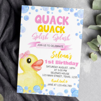 Einladung der Gummi Duck Girl 1. Geburtstag